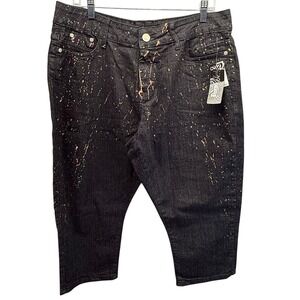 DG Drama Jeans Women size 14 Gold black painted  splatter nwt. Y2K retro‎ skater
